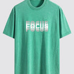 Focus Slogan Print Relax Fit Washed Distressed T-Shirt