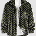 Men's Faux Rabbit Fur Plaid Button Lapel Casual Jacket