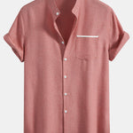 Contrast Pocket Stand Collar Shirt
