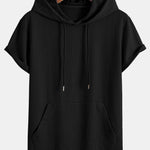 Kangaroo Pocket Ribbed Hooded T-Shirt