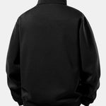 Relax Fit Black Cat Print Quarter Zip Sweatshirt