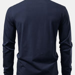 Solid Long Sleeve Cotton Polo Shirt