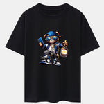 Hip Hop Bear Print Drop Shoulder Oversize T-Shirt