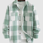 Men's Classic Plaid Wool Blend Button Down Long Sleeve Shirt Jacket