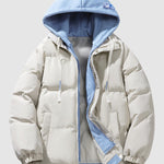 Men's stylish contrasting hooded warm cotton jacket