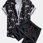 Cowboy Cactus Print Button Up Shirt & Swim Shorts