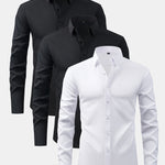 3 Pieces Long Sleeve Button Up Dress Shirt