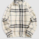Men's Plaid Fleece Half-Zip Stand Collar Sweatshirt