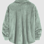 Men's Casual Warmth  Solid Color Button Front Fluffy Fleece Jacket