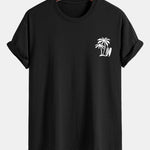 Regular Fit Palm Tree Surfboard Print Cotton T-Shirt
