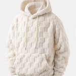 Relax Fit Checkerboard Kangaroo Pocket Teddy Hoodie & Jogger Pants