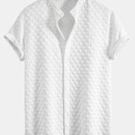Checkerboard Stand Collar Shirt & Checkerboard Jacquard Shorts