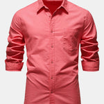 Long Sleeve Linen Cotton Blend Shirt With Pocket
