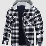 Men's hooded  plaid thickened warm button shirt jacket
