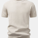 Ribbed Crew Neck Knit T-Shirt