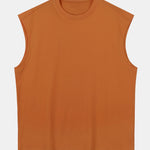 Relax Fit Solid Cotton Drop Shoulder Sleeveless T-Shirt