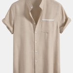 Contrast Pocket Stand Collar Shirt