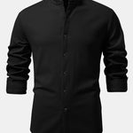 Long Sleeve Muscle Fit Ribbed Stand Collar Shirt & Straight Leg Ribbed Pants