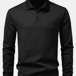 Long Sleeve Wave Jacquard Polo Shirt