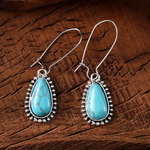 Vintage Silver Turquoise Teardrop Earrings