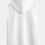 Sleeveless Waffle Zipper Hoodie & Waffle Drawstring Shorts
