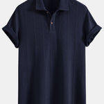 Rhombus Geometric Texture Knit Polo Shirt