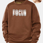 Focus Print Teddy Fleece Lined Sweatshirt