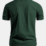 Short Sleeve Linen Look Stand Collar Shirt