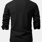 Long Sleeve Muscle Fit Ribbed Stand Collar Shirt & Straight Leg Ribbed Pants
