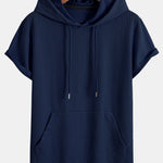 Kangaroo Pocket Ribbed Hooded T-Shirt & Drawstring Ribbed Shorts