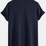 Rhombus Geometric Texture Knit Polo Shirt