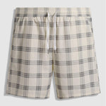 Men's corduroy plaid casual elastic waist shorts
