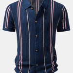 Stripe Crochet Button Up Shirt & Straight Leg Linen Pants