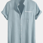 Contrast Pocket Stand Collar Shirt