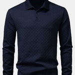 Long Sleeve Wave Jacquard Polo Shirt