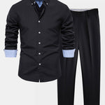 Long Sleeve Button Up Oxford Shirt & Slim Fit Tapered Trousers