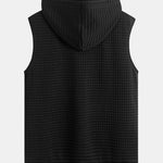 Sleeveless Waffle Zipper Hoodie