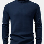 Long Sleeve Waffle Mock Neck T-Shirt & Drawstring Knitted Waffle Pants