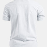 Short Sleeve Linen Look Stand Collar Shirt