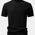 Ribbed Mock Neck T-Shirt & Drawstring Ribbed Shorts