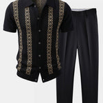 Geometric Knit Shirt & Slim Fit Tapered Trousers