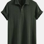 Rhombus Geometric Texture Knit Polo Shirt