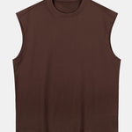 Relax Fit Solid Cotton Drop Shoulder Sleeveless T-Shirt