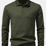 Long Sleeve Wave Jacquard Polo Shirt