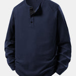 Long Sleeve Arc Hem Waffle Henley Shirt