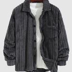 Men's Casual Warmth  Solid Color Button Front Fluffy Fleece Jacket