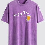 Beer Weekly Evolution Print Washed Distressed Drop Shoulder T-Shirt