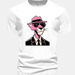 Regular Fit Pink Panther Gentleman Print Cotton T-Shirt