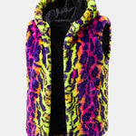 Faux Fur Colorful Leopard Hooded Vest