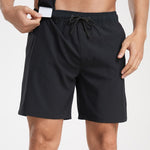 2 In 1 Solid Color Drawstring Swim Shorts